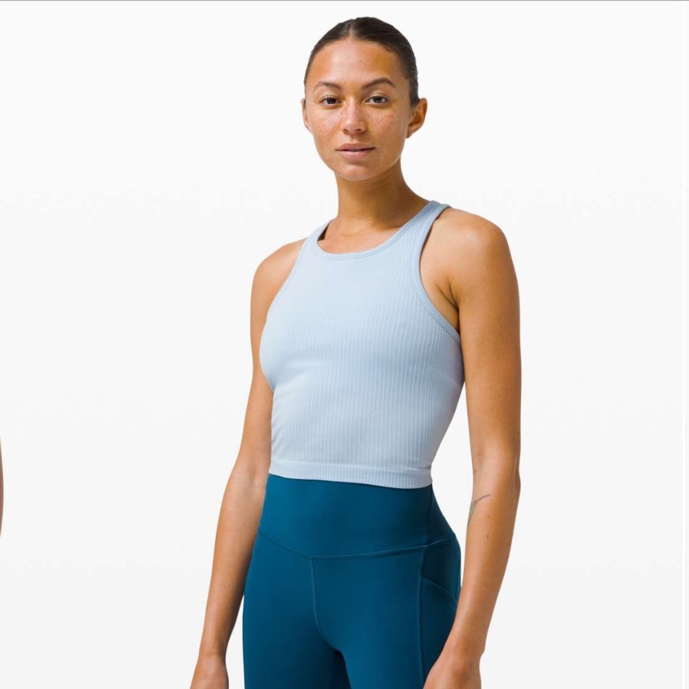 Ebb to Street Racerback Crop Tank Size 6 Blue Linen